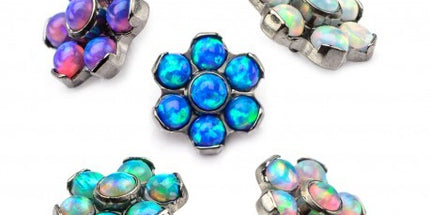 Invictus Titanium Flower Bezel Set Opal Gems