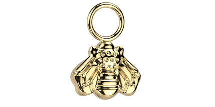 Titanium Dangle Bee Charm For Hoops, Studs and More in Silver or Gold PVD