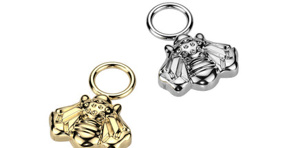 Titanium Dangle Bee Charm For Hoops, Studs and More in Silver or Gold PVD