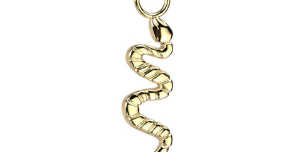 Titanium Dangle Snake Charm For Hoops, Studs and More in Silver, Gold & Black PVD