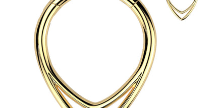 Titanium Hinged Segment Hoop Ring With Double Chevron Line