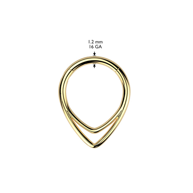 Titanium Hinged Segment Hoop Ring With Double Chevron Line