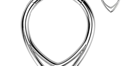 Titanium Hinged Segment Hoop Ring With Double Chevron Line