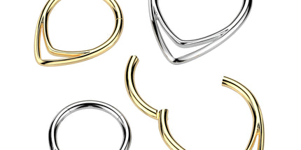 Titanium Hinged Segment Hoop Ring With Double Chevron Line