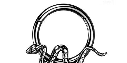 Titanium Hinged Segment Hoop Ring With Snake
