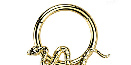 Titanium Hinged Segment Hoop Ring With Snake