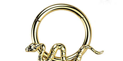 Titanium Hinged Segment Hoop Ring With Snake