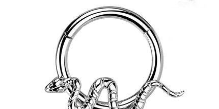 Titanium Hinged Segment Hoop Ring With Snake
