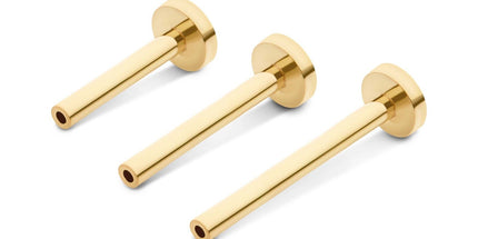 Invictus 24KT Gold PVD Titanium Internally Threaded Micro Labret Pin 16g with 3mm Base