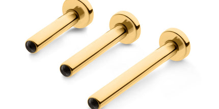Invictus 24KT Gold PVD Titanium Internally Threaded Micro Labret Pin 16g with 3mm Base