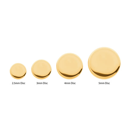 Invictus 24Kt Gold PVD Titanium Internally Threaded Flat Disc Top