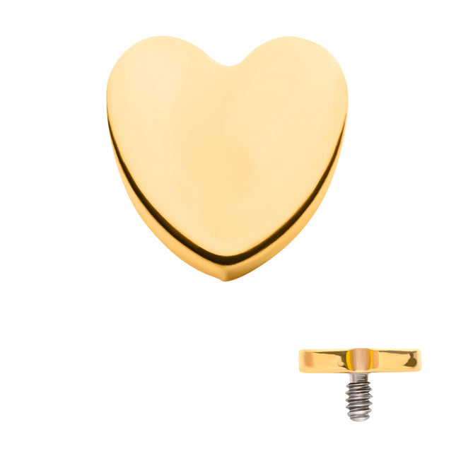 Invictus 24KT Gold PVD Titanium Internally Threaded with Heart Top