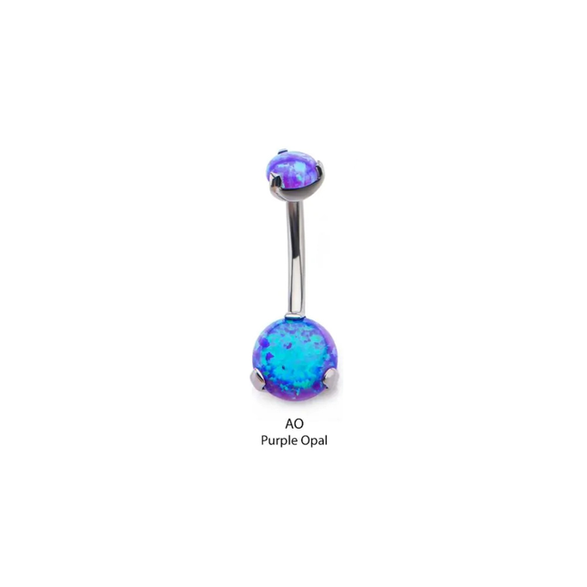 Invictus Internally Threaded Titanium Opal Prong Set Navel