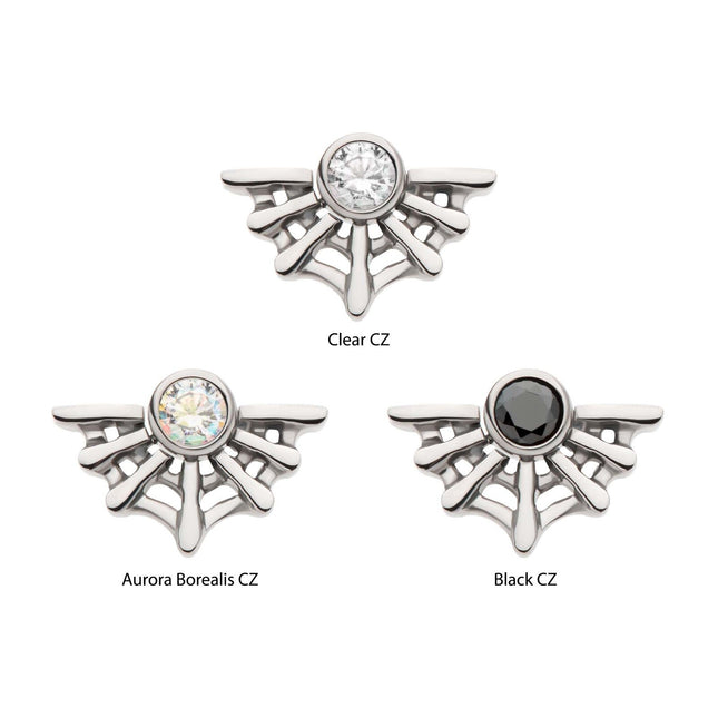Invictus Titanium Internally Threaded Bezel Set CZ Spiderweb
