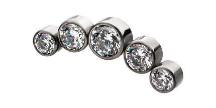 Invictus 5pcs Bezel Set Titanium Internally Threaded Top. Clear Crystal