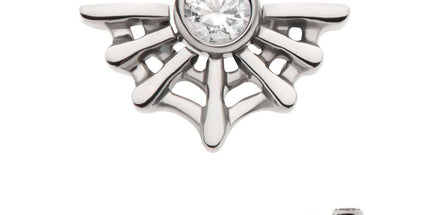 Titanium Threadless Bezel Set CZ Spiderweb Top