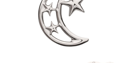Titanium Threadless Open Crescent Moon and Stars Top