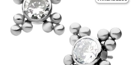 Invictus Threadless Titanium 4 Tri Bead Jewelled Cluster