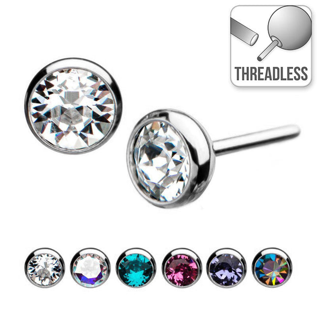 Invictus Threadless Titanium Bezel Set Gem