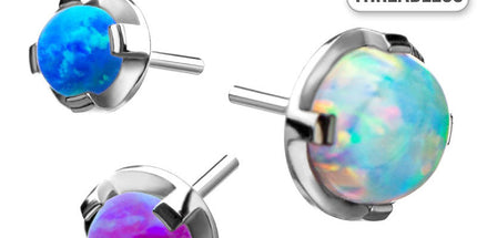 Invictus Threadless Titanium Prong Set Synthetic Opal