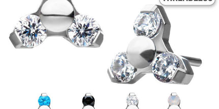 Invictus Threadless Titanium Prong Set Gem Trinity
