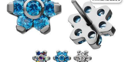 Invictus Threadless Titanium Prong Set Gem Flower