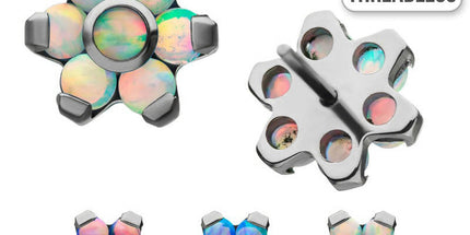 Invictus Threadless Titanium Prong Set Synthetic Opal Flower