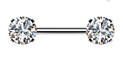 Threadless Round Gem Prong Set Plated Decorative Nipple Bar