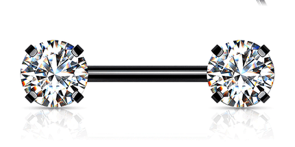 Threadless Round Gem Prong Set Plated Decorative Nipple Bar