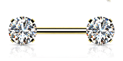 Threadless Round Gem Prong Set Plated Decorative Nipple Bar