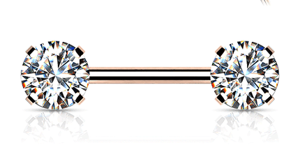 Threadless Round Gem Prong Set Plated Decorative Nipple Bar