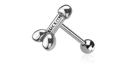 Penis (suck me) 316l surgical steel tongue barbell
