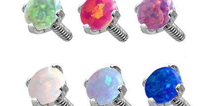 Titanium Internally Threaded Prong Set Synthetic Opal