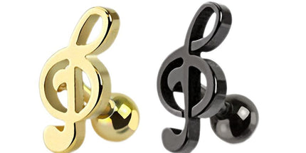 Treble Clef Barbell in Gold