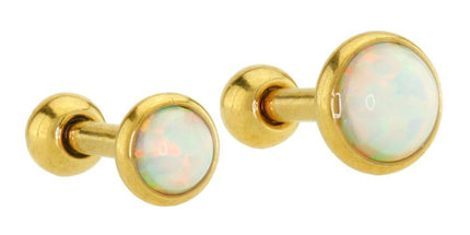 Gold Plated Opal Cabochon Disc Barbell