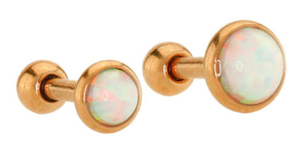 Rose Gold Plated Opal Cabochon Disc Barbell