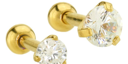 Gold Plated Claw Set Gem Barbell