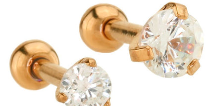 Rose Gold Plated Claw Set Gem Barbell