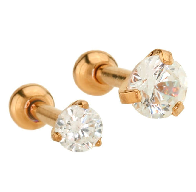 Rose Gold Plated Claw Set Gem Barbell