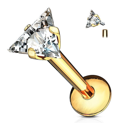 Internally Threaded Surgical Steel Jewelled Triangle Labret