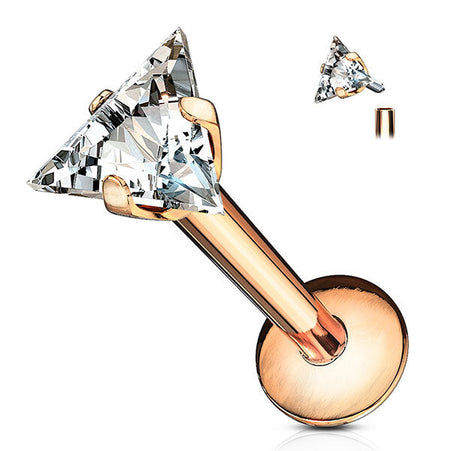 PierceOff Internally Threaded Surgical Steel Jewelled Triangle Labret