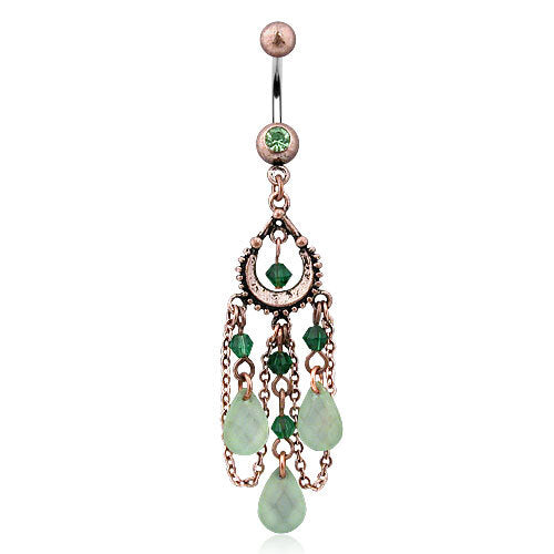 Vintage Navel with Peridot and Jade Adventurine