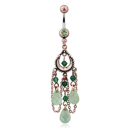 Vintage Navel with Peridot and Jade Adventurine