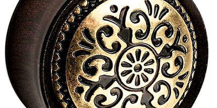 Ebony Wood Plug with Brass Antique Pattern