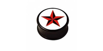 Ikon Plug White/Black/Red Five Pointed Star