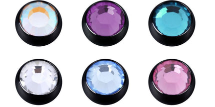Black Steel Micro Jewelled Balls : 1.2mm (16ga) x 3mm x Amethyst
