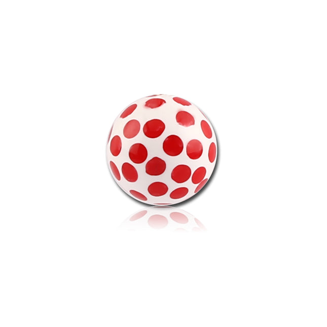 Acrylic Polka Dot Ball Red on White