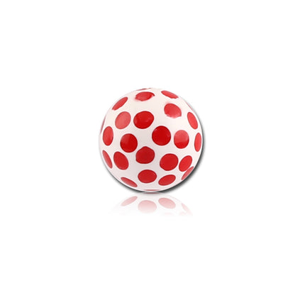 Acrylic Polka Dot Ball Red on White