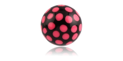 Acrylic Polka Dot Ball Pink on Black 6mm
