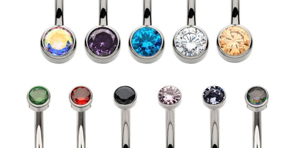 Invictus Titanium Internally Threaded Double Bezel Round with Smooth Rounded Back & Fixed Bottom Navel